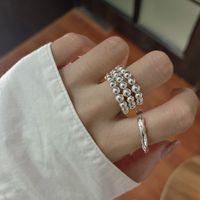 Retro Solid Color Sterling Silver Polishing Open Rings main image 3