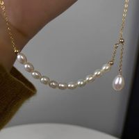 Simple Style Solid Color Freshwater Pearl Copper 14k Gold Plated Necklace In Bulk main image 5