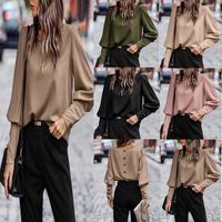 Women's Blouse Long Sleeve Blouses Button Casual Elegant Solid Color main image 6