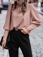 Women's Blouse Long Sleeve Blouses Button Casual Elegant Solid Color sku image 22