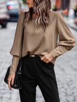 Women's Blouse Long Sleeve Blouses Button Casual Elegant Solid Color sku image 6