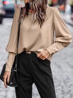 Women's Blouse Long Sleeve Blouses Button Casual Elegant Solid Color sku image 11