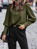 Women's Blouse Long Sleeve Blouses Button Casual Elegant Solid Color sku image 17