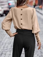 Women's Blouse Long Sleeve Blouses Button Casual Elegant Solid Color main image 2