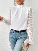 Women's Blouse Long Sleeve Blouses Ruffles Elegant Solid Color main image 5