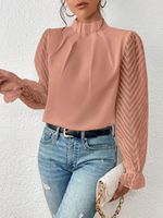 Women's Blouse Long Sleeve Blouses Ruffles Elegant Solid Color main image 2
