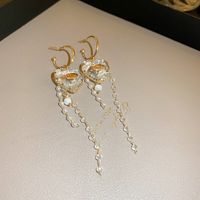 Fashion Heart Shape Flower Butterfly Alloy Inlay Artificial Crystal Zircon Earrings sku image 59
