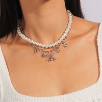 Vacation Star Spider Artificial Pearl Zinc Alloy Inlay Rhinestones Women's Double Layer Necklaces sku image 1