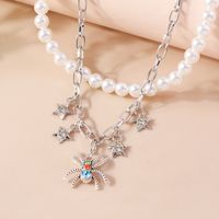 Vacation Star Spider Artificial Pearl Zinc Alloy Inlay Rhinestones Women's Double Layer Necklaces main image 5