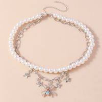 Vacation Star Spider Artificial Pearl Zinc Alloy Inlay Rhinestones Women's Double Layer Necklaces main image 9
