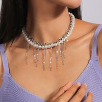 Vacation Star Spider Artificial Pearl Zinc Alloy Inlay Rhinestones Women's Double Layer Necklaces sku image 2