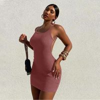 Women's Sheath Dress Sexy Strapless Backless Sleeveless Solid Color Above Knee Daily Street main image 2