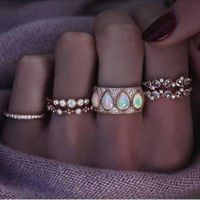 New Fashion Star Water Drop Diamond Alloy Ring 10-piece Set sku image 1