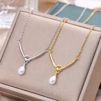 Elegant Lady Geometric Stainless Steel Artificial Pearl Women's Pendant Necklace main image 1