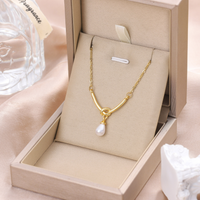 Elegant Lady Geometric Stainless Steel Artificial Pearl Women's Pendant Necklace sku image 1