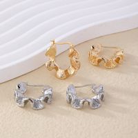 1 Pair Simple Style Geometric Irregular Plating Pleated Copper K Gold Plated Rhodium Plated Ear Studs main image 1