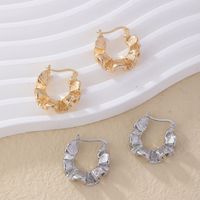 1 Pair Simple Style Geometric Irregular Plating Pleated Copper K Gold Plated Rhodium Plated Ear Studs main image 5