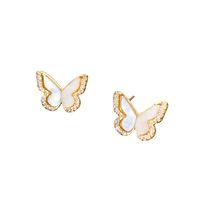 1 Pair Commute Butterfly Plating Inlay Copper Artificial Gemstones Gold Plated Ear Studs main image 3