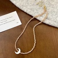 Classic Style Solid Color Mother Pearl Shellfish Copper Plating Couple Necklace main image 2