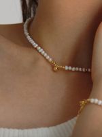 Style Classique Rond Perle D'eau Douce Le Cuivre Placage Plaqué Or Anneaux Bracelets Collier main image 4