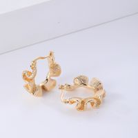 1 Pair Simple Style Geometric Irregular Plating Pleated Copper K Gold Plated Rhodium Plated Ear Studs sku image 1