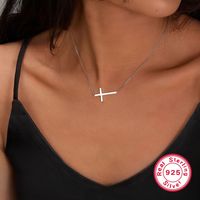 Casual Streetwear Cross Sterling Silver Plating Inlay Zircon White Gold Plated Pendant Necklace sku image 2