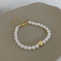 Modern Style Heart Shape Freshwater Pearl Bracelets sku image 1