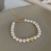 Modern Style Heart Shape Freshwater Pearl Bracelets sku image 3