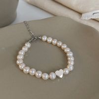Modern Style Heart Shape Freshwater Pearl Bracelets sku image 4