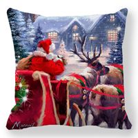 Pastoral Santa Claus Elk Cotton Pillow Cases sku image 5