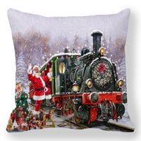 Pastoral Santa Claus Elk Cotton Pillow Cases sku image 3