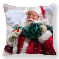 Pastoral Santa Claus Elk Cotton Pillow Cases sku image 4