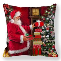 Pastoral Santa Claus Elk Cotton Pillow Cases sku image 6