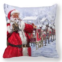 Pastoral Santa Claus Elk Cotton Pillow Cases sku image 13
