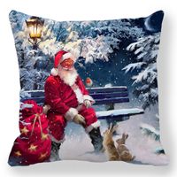 Pastoral Santa Claus Elk Cotton Pillow Cases sku image 20