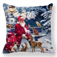 Pastoral Santa Claus Elk Cotton Pillow Cases sku image 21