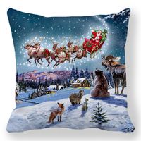 Pastoral Santa Claus Elk Cotton Pillow Cases sku image 30