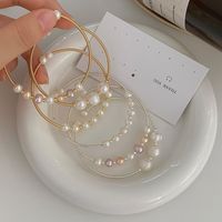 Basic Solid Color Freshwater Pearl Copper Bangle main image 1