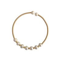 Basic Solid Color Freshwater Pearl Copper Bangle main image 5
