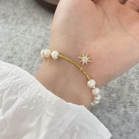 Casual Bear Flower Freshwater Pearl Copper Plating Inlay Zircon Gold Plated Bracelets main image 2