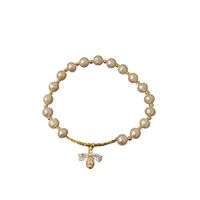 Casual Bear Flower Freshwater Pearl Copper Plating Inlay Zircon Gold Plated Bracelets main image 5