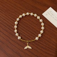 Casual Bear Flower Freshwater Pearl Copper Plating Inlay Zircon Gold Plated Bracelets sku image 1