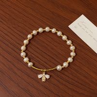 Casual Bear Flower Freshwater Pearl Copper Plating Inlay Zircon Gold Plated Bracelets sku image 6