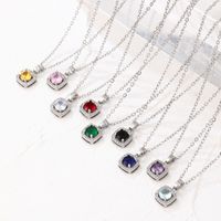 Wholesale Casual Sweet Square 304 Stainless Steel Copper Inlay Rhodium Plated Zircon Pendant Necklace main image 1