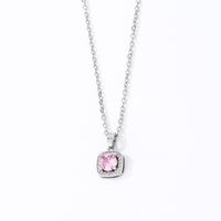 Wholesale Casual Sweet Square 304 Stainless Steel Copper Inlay Rhodium Plated Zircon Pendant Necklace main image 5