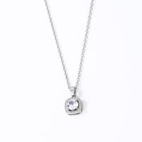 Wholesale Casual Sweet Square 304 Stainless Steel Copper Inlay Rhodium Plated Zircon Pendant Necklace main image 4