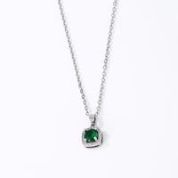 Wholesale Casual Sweet Square 304 Stainless Steel Copper Inlay Rhodium Plated Zircon Pendant Necklace main image 2
