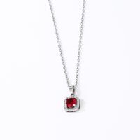 Wholesale Casual Sweet Square 304 Stainless Steel Copper Inlay Rhodium Plated Zircon Pendant Necklace main image 3