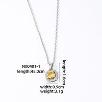 Wholesale Casual Sweet Square 304 Stainless Steel Copper Inlay Rhodium Plated Zircon Pendant Necklace sku image 1