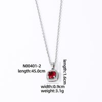 Wholesale Casual Sweet Square 304 Stainless Steel Copper Inlay Rhodium Plated Zircon Pendant Necklace sku image 2